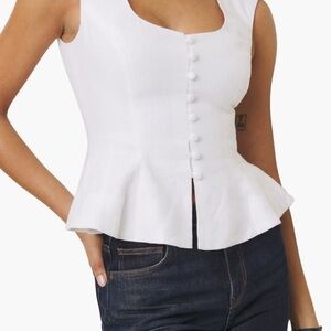 Reformation Paolina Linen Peplum Top